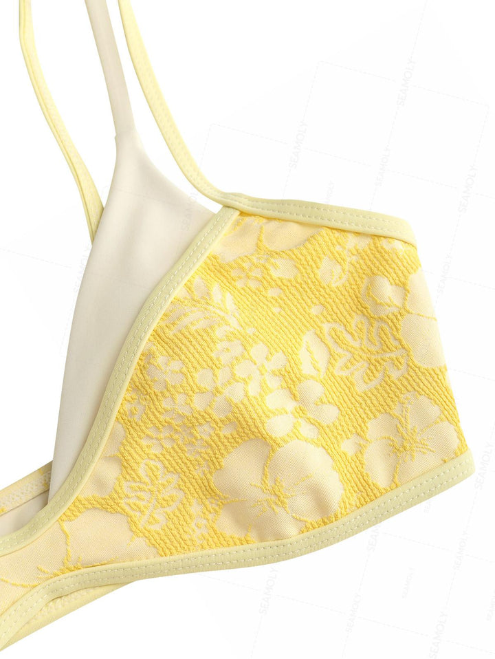 Seamolly Recycled Fabric Jacquard String Double Layer Bikini Set