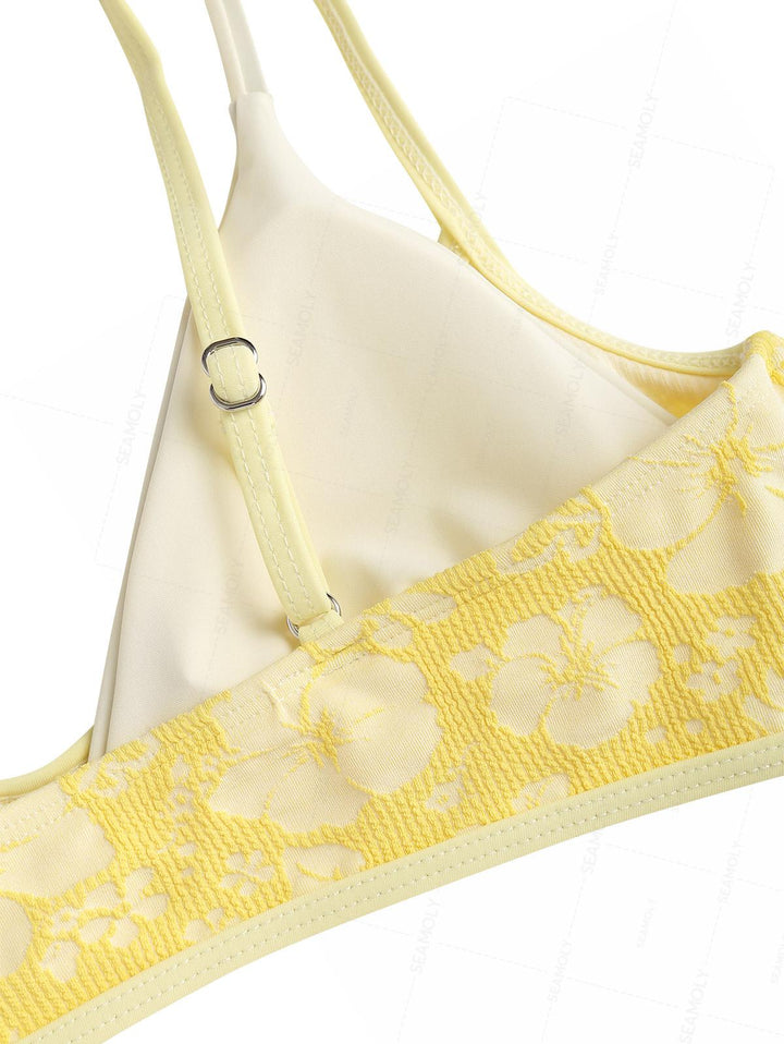 Seamolly Recycled Fabric Jacquard String Double Layer Bikini Set