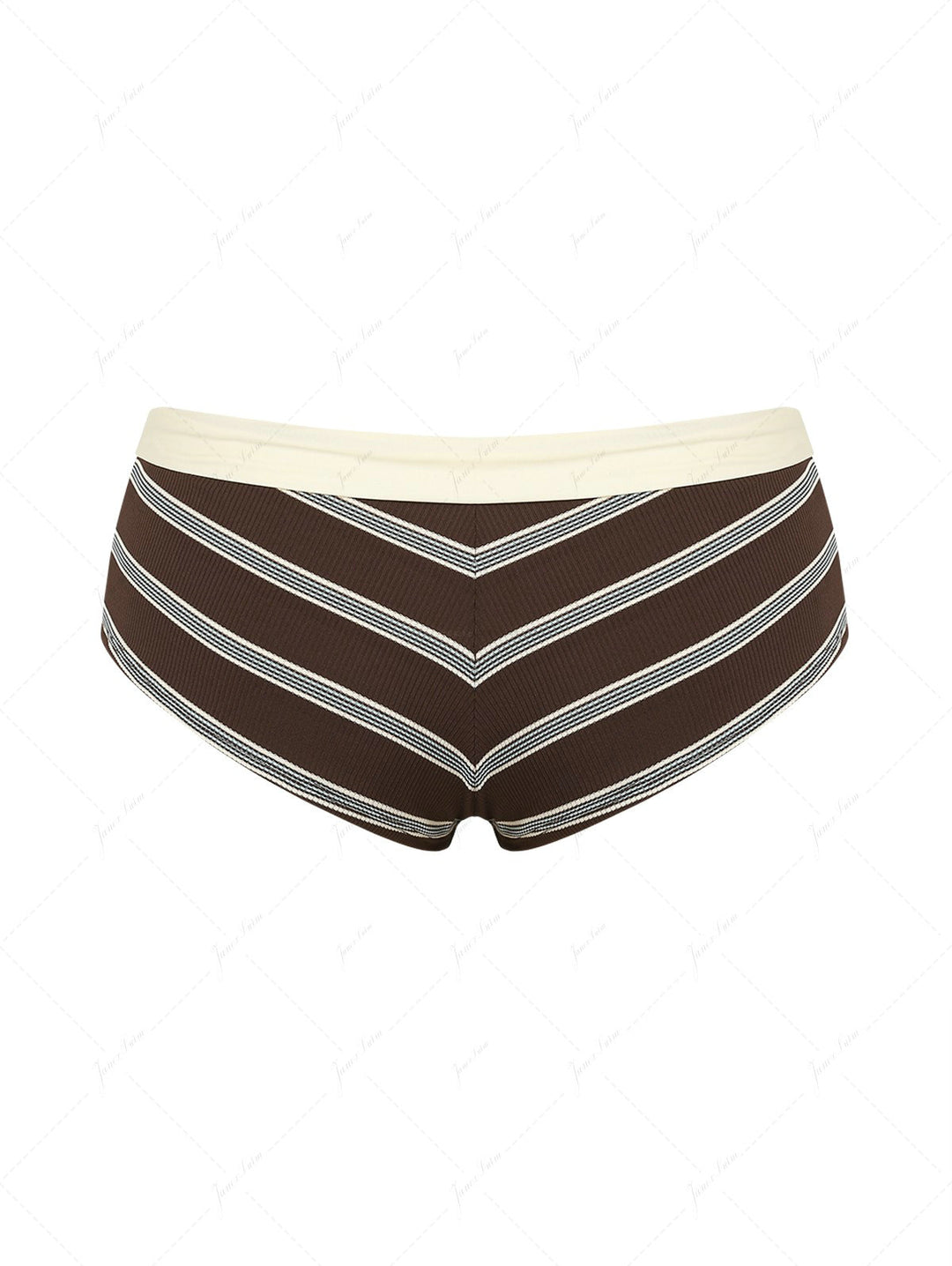 Deep Coffee Striped Two-way Bikini Bottom Cheeky Swim Boyshorts