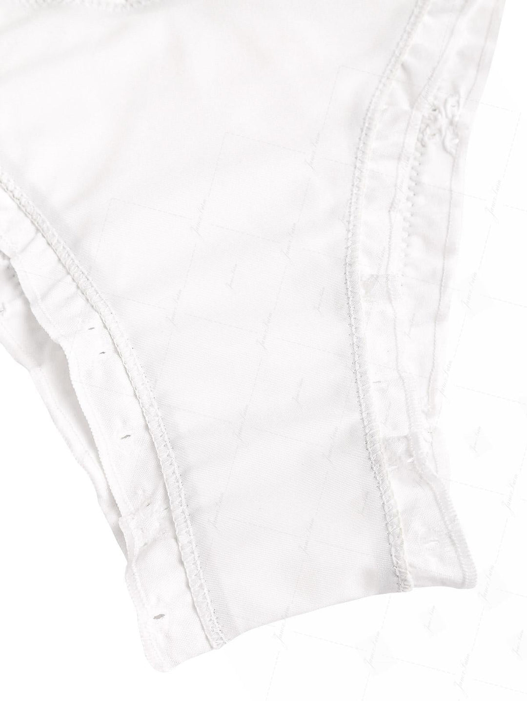 White Recycled Fabric Jacquard Ruffles Edge Bralette Bikini Set