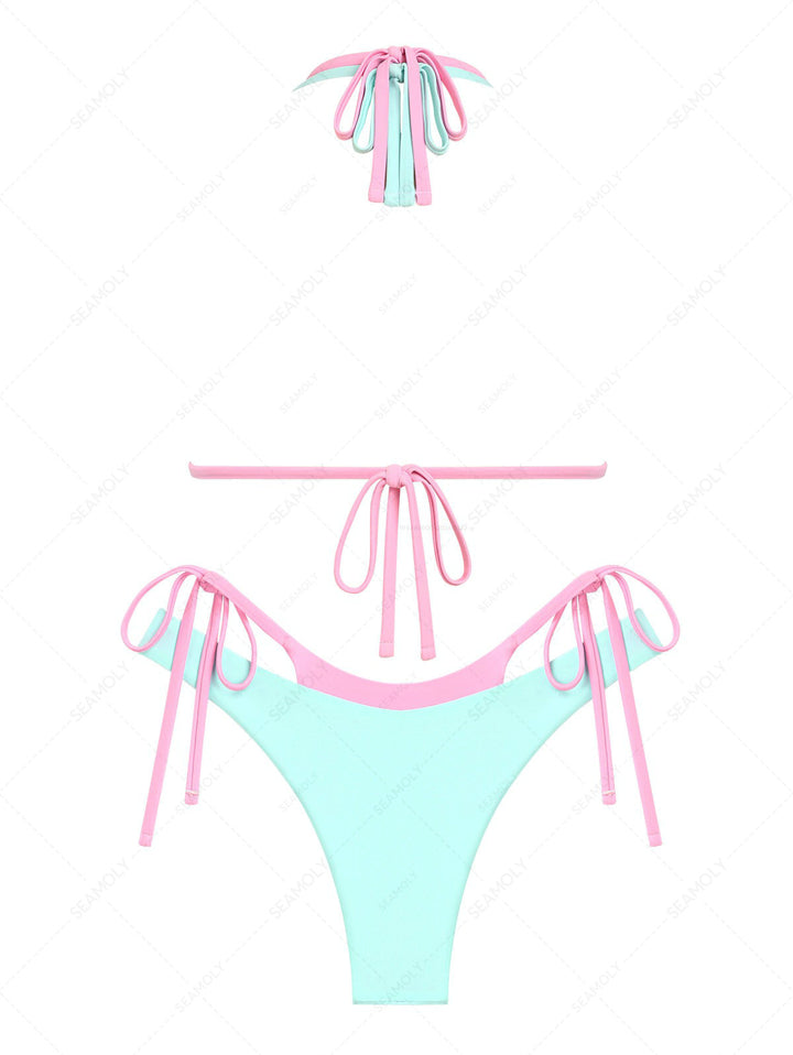 Seamolly Colorblock Two Tone O Ring Double Layer Bikini Set