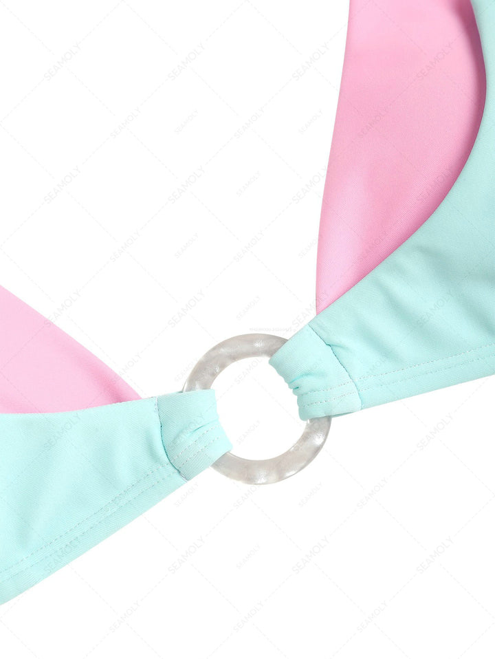 Seamolly Colorblock Two Tone O Ring Double Layer Bikini Set