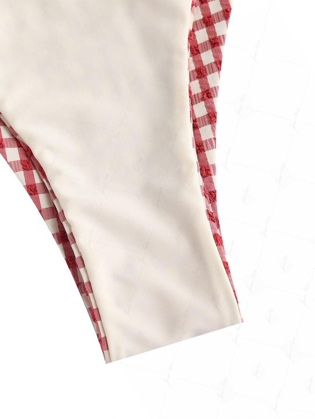 Pomegranate Red Gingham Textured O Ring Double Layer Bikini Set