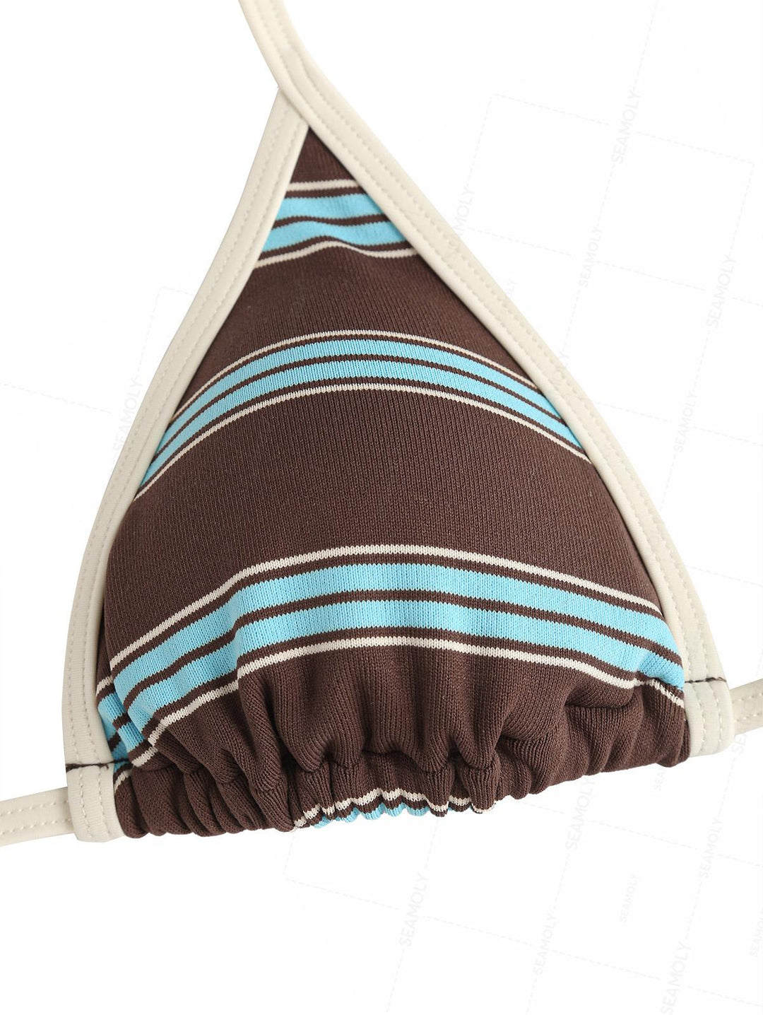 Seamolly Striped Contrast Binding Triangle Cheeky Boyshorts Bikini Set