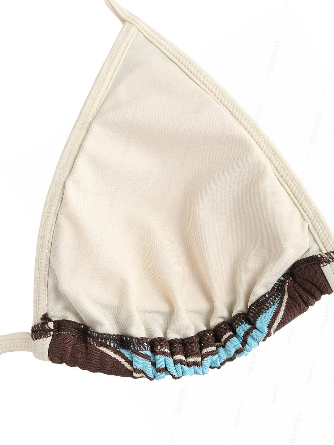 Seamolly Striped Contrast Binding Triangle Cheeky Boyshorts Bikini Set