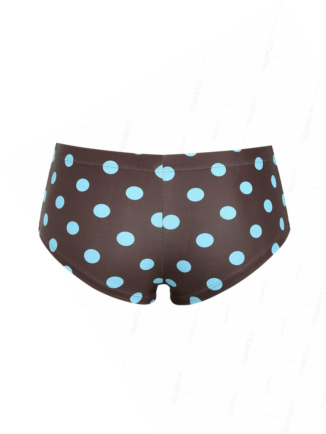 Seamolly 3 Piece Polka Dot Ruched Triangle Brazilian Cheeky Boyshort Bikini Set