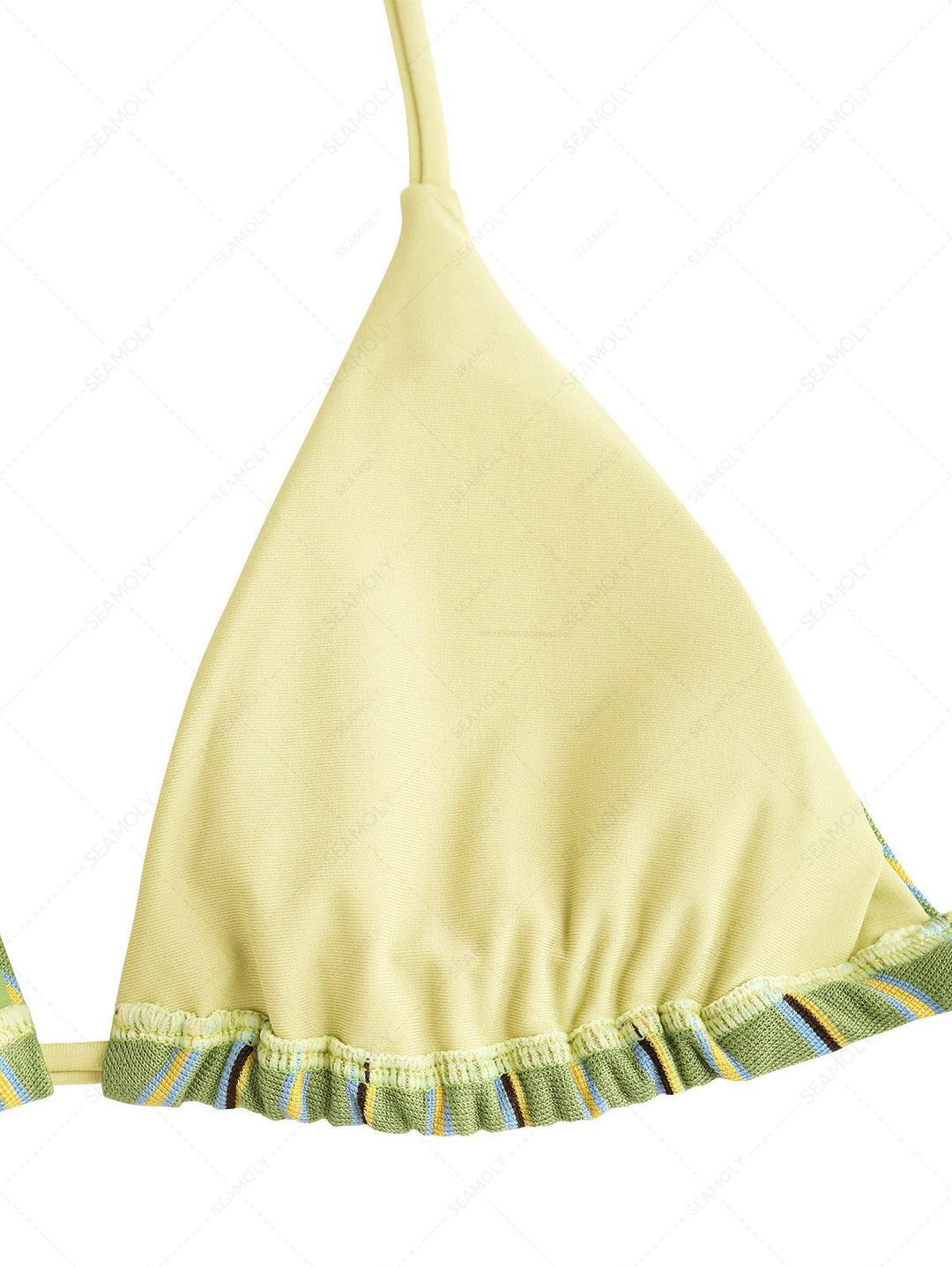 Seamolly Striped Bowknot Halter Triangle Cheeky Boyshorts Bikini Set