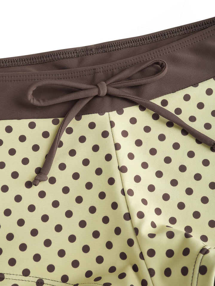 Seamolly Polka Dot Print Halter Triangle Cheeky Boyshorts Bikini Set