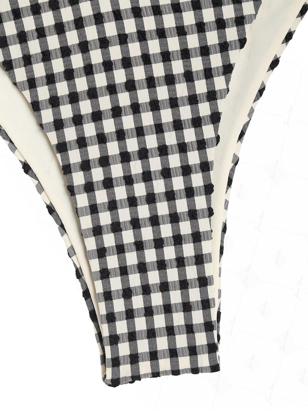 Black Gingham Textured O Ring Double Layer Bikini Set