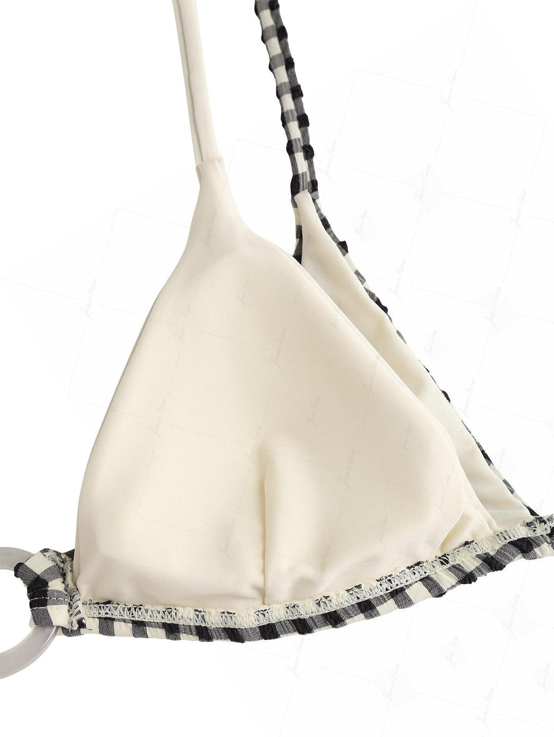 Black Gingham Textured O Ring Double Layer Bikini Set