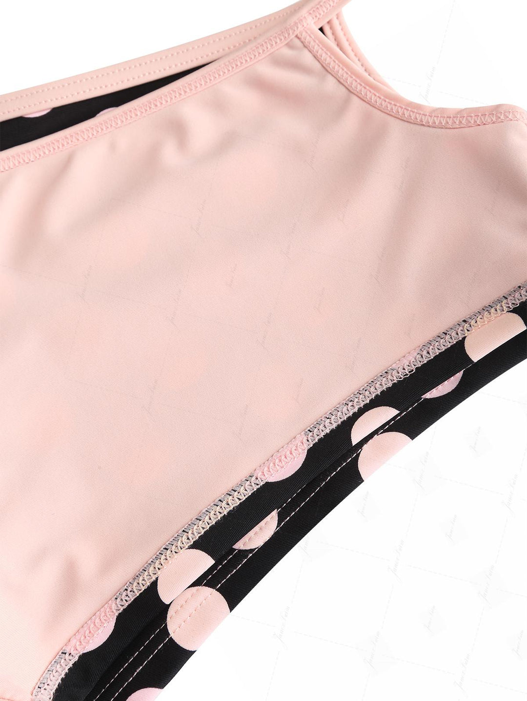 Pink Vintage Polka Dot Contrast Binding Cutout Tie Cheeky Boyshorts Bikini Set