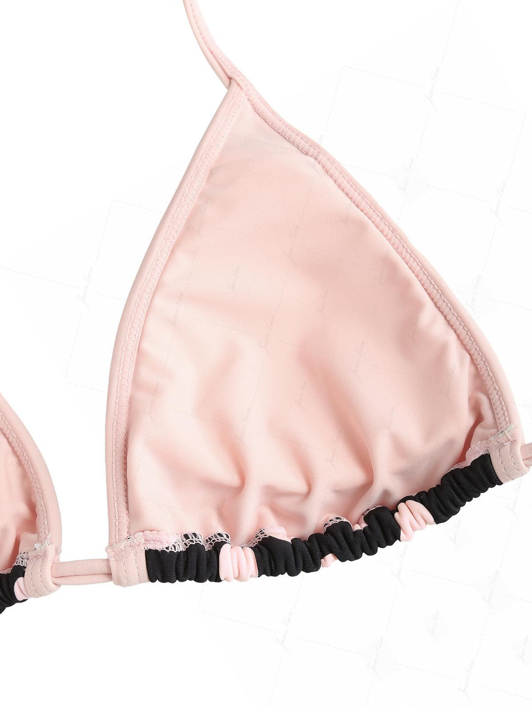 Pink Vintage Polka Dot Contrast Binding Triangle Skirtini Bikini Set