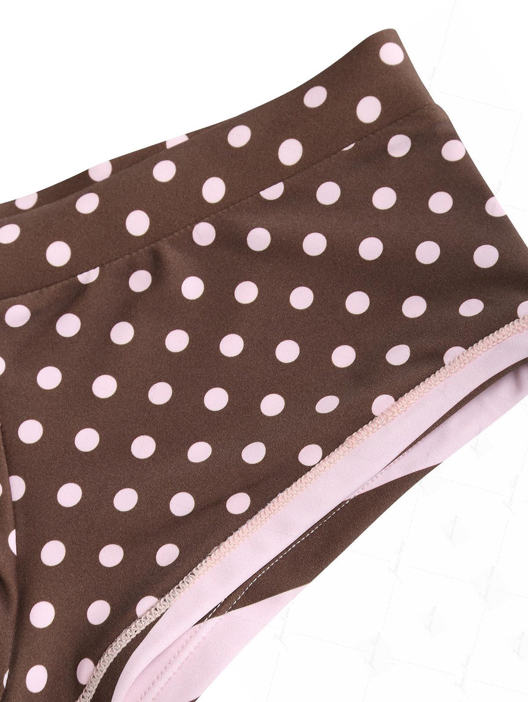 Pink Striped Polka Dot Triangle Reversible Top & Cheeky Boyshorts Bikini Set