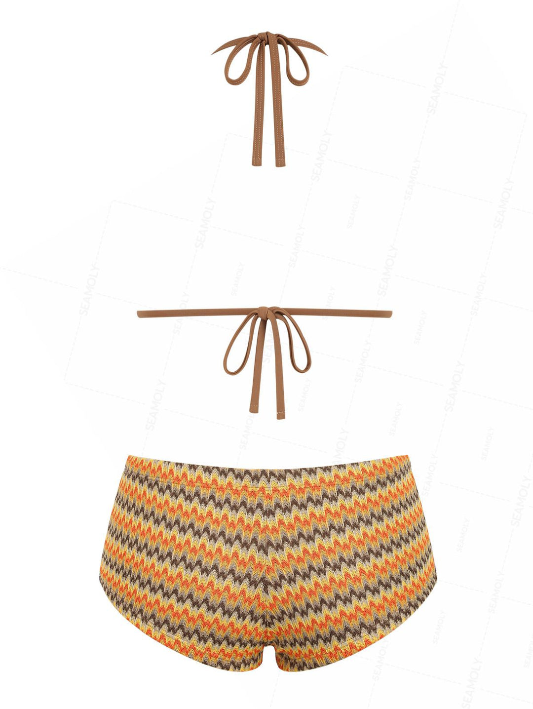 Seamolly Chevron Contrast Binding Cheeky Boyshorts Bikini Set