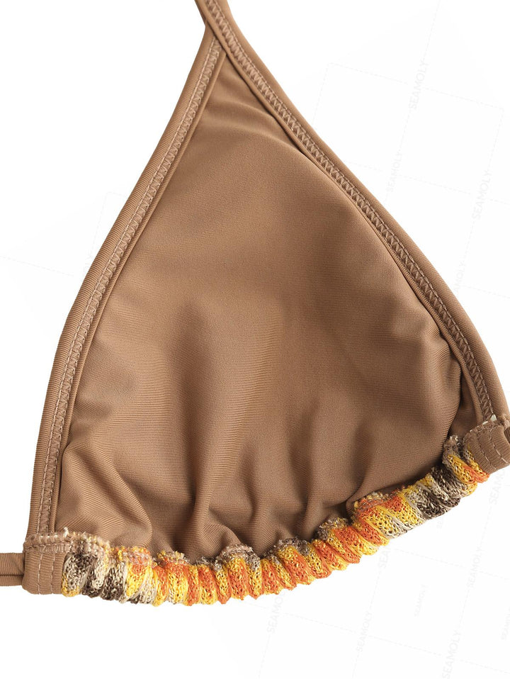 Seamolly Chevron Contrast Binding Cheeky Boyshorts Bikini Set