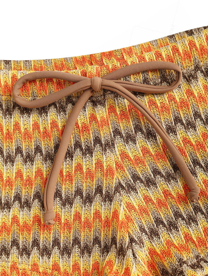 Seamolly Chevron Contrast Binding Cheeky Boyshorts Bikini Set