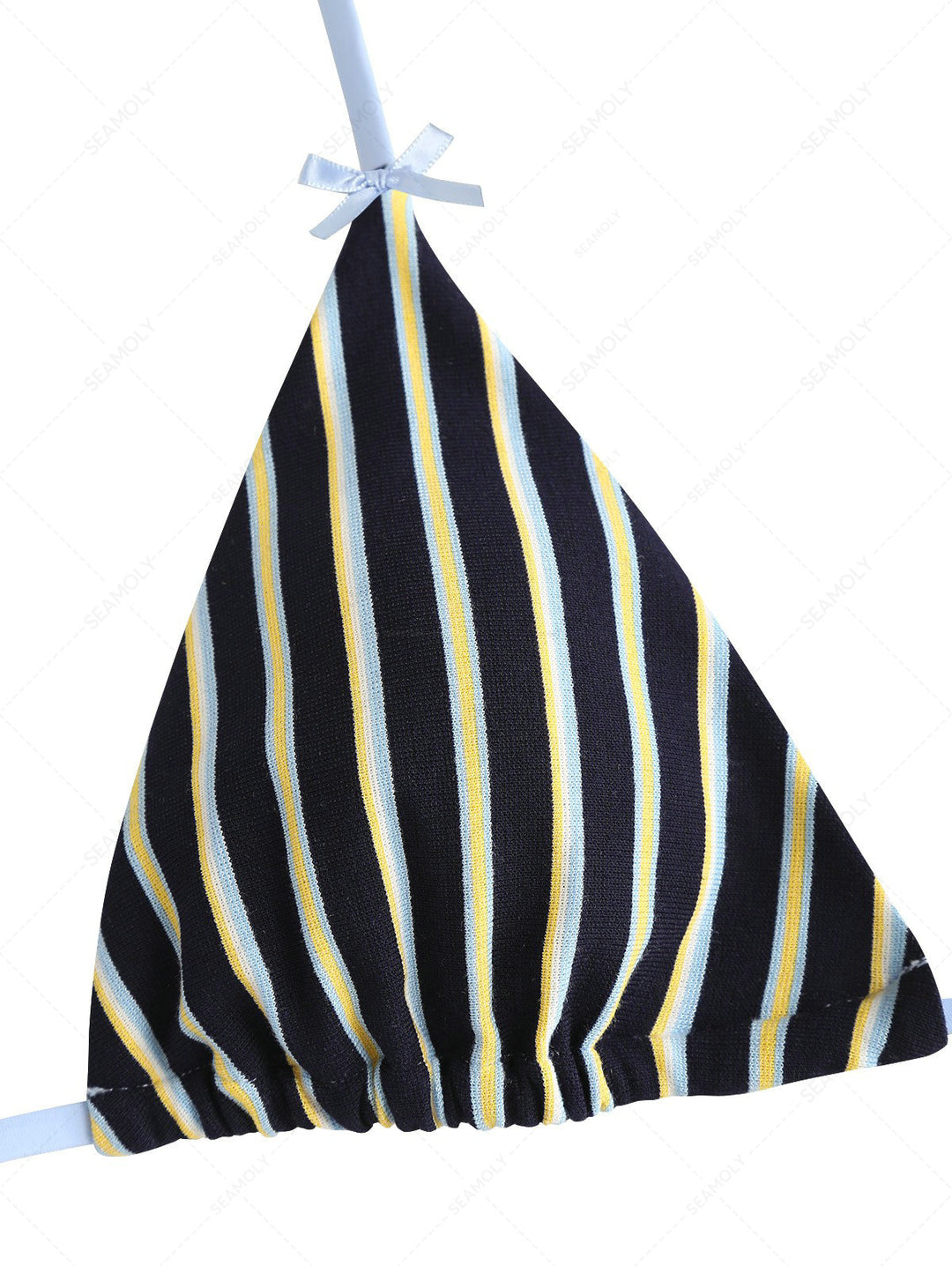 Seamolly Striped Bowknot Halter Triangle Cheeky Boyshorts Bikini Set