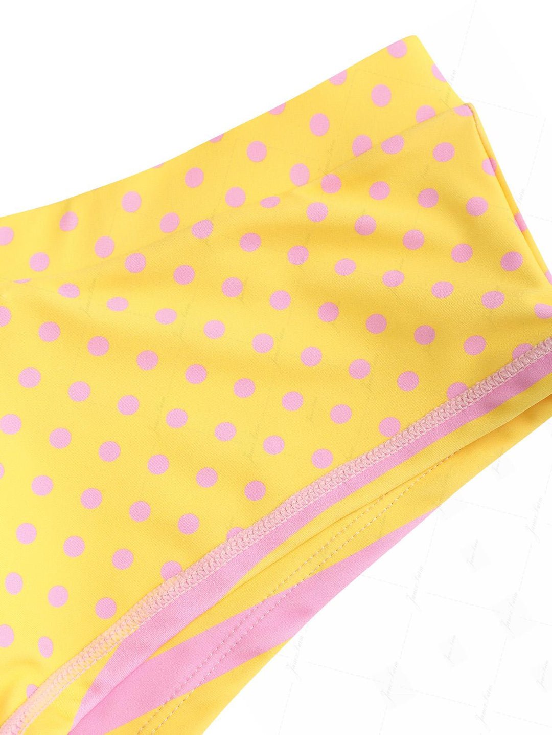 Yellow Striped Polka Dot Print Bikini Bottom Cheeky Swim Boyshorts