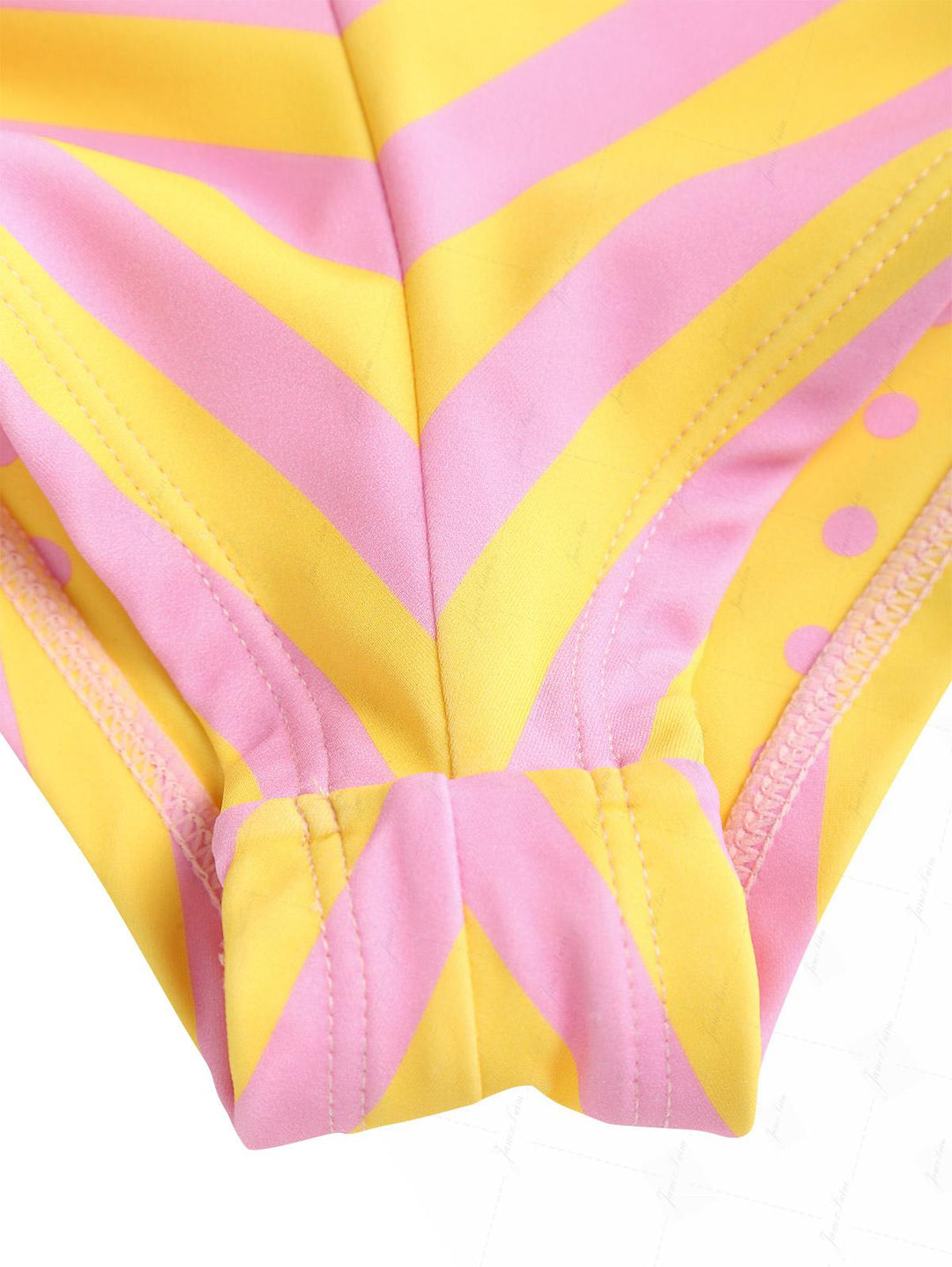 Yellow Striped Polka Dot Print Bikini Bottom Cheeky Swim Boyshorts