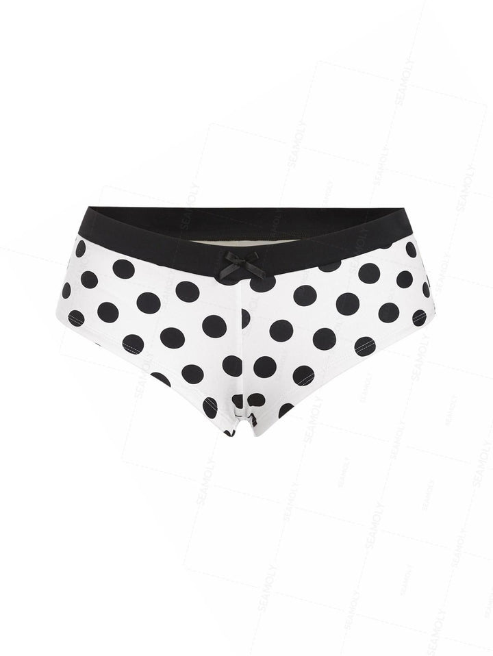 Seamolly Polka Dot Bowknot Bikini Bottom Cheeky Swim Boyshorts