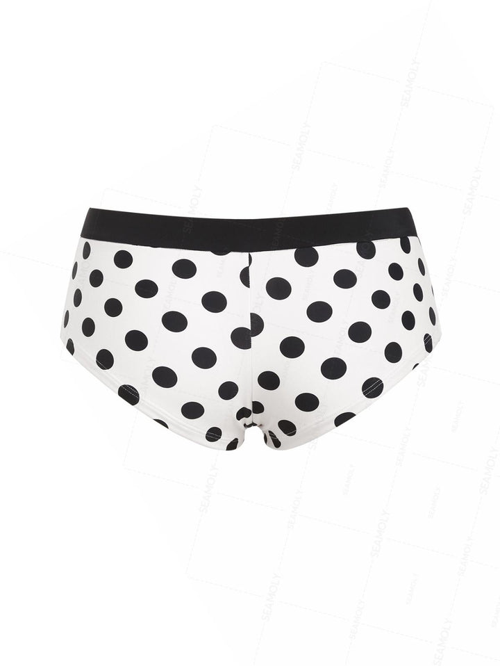 Seamolly Polka Dot Bowknot Bikini Bottom Cheeky Swim Boyshorts