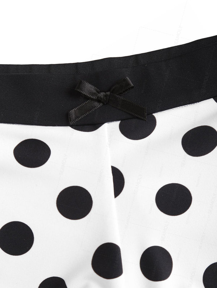 Seamolly Polka Dot Bowknot Bikini Bottom Cheeky Swim Boyshorts