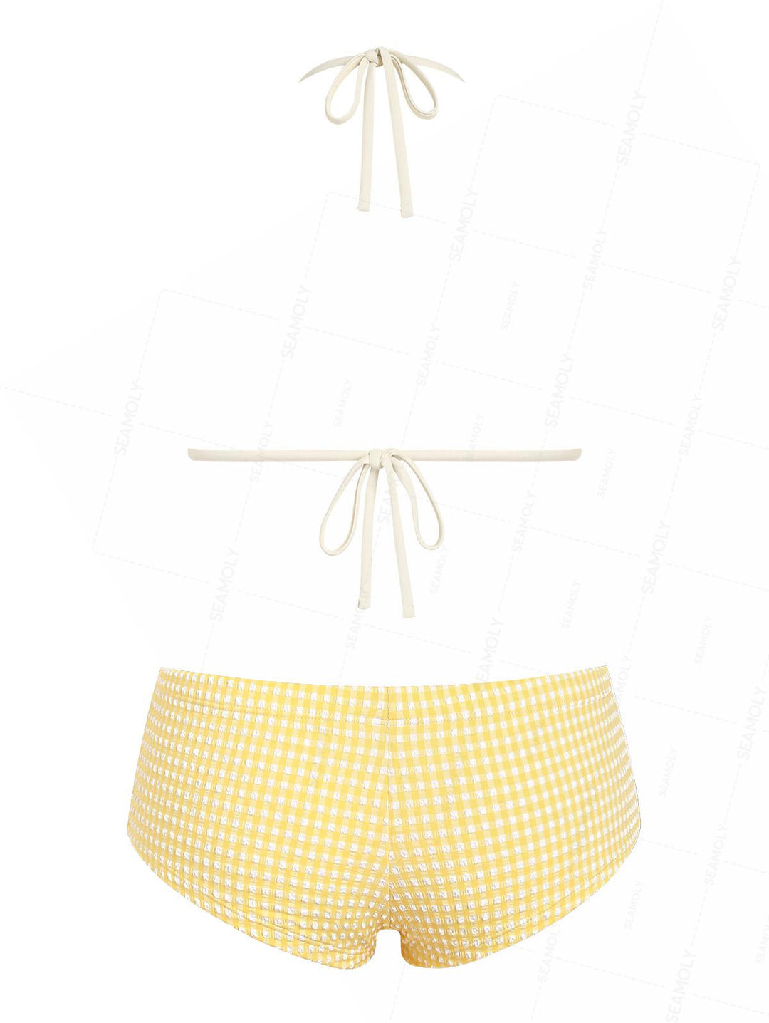Seamolly Gingham Textured Triangle Cheeky Boyshorts Bikini Set