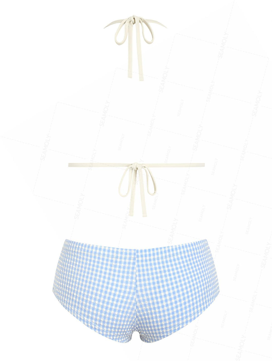 Seamolly Gingham Textured Triangle Cheeky Boyshorts Bikini Set