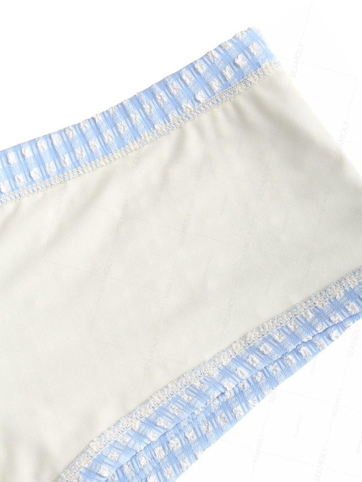 Seamolly Gingham Textured Triangle Cheeky Boyshorts Bikini Set