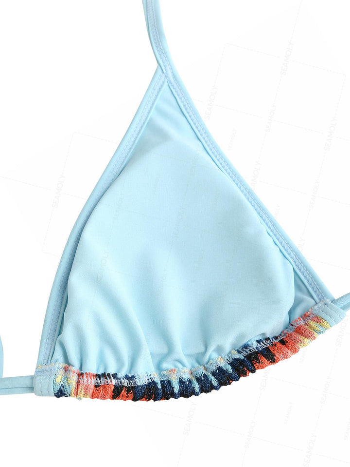 Seamolly Chevron Contrast Binding Cheeky Boyshorts Bikini Set
