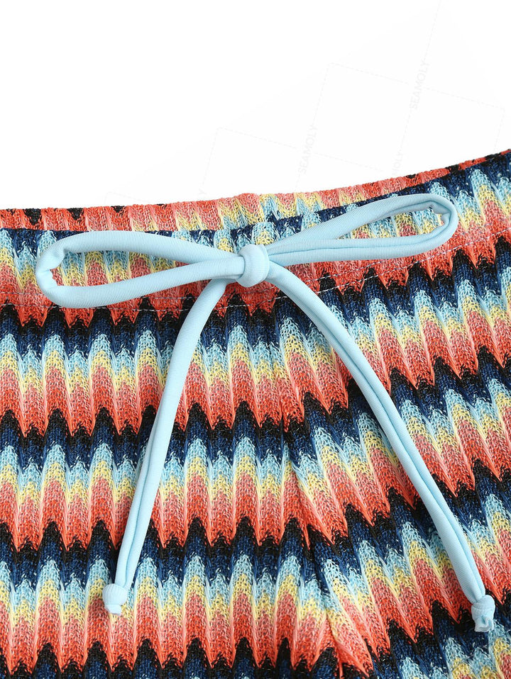 Seamolly Chevron Contrast Binding Cheeky Boyshorts Bikini Set