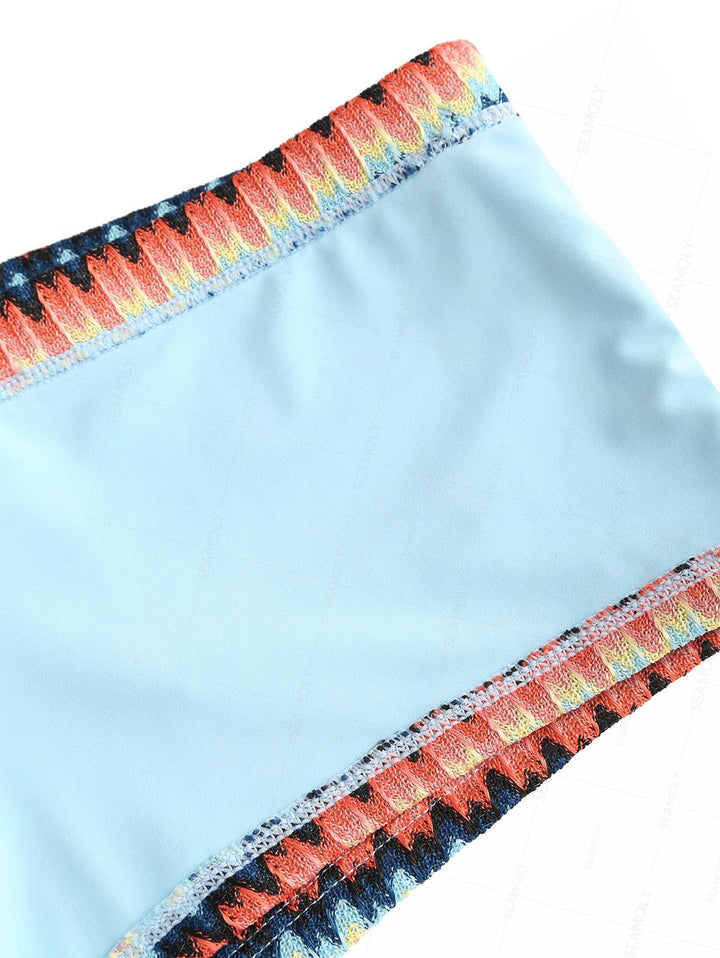 Seamolly Chevron Contrast Binding Cheeky Boyshorts Bikini Set