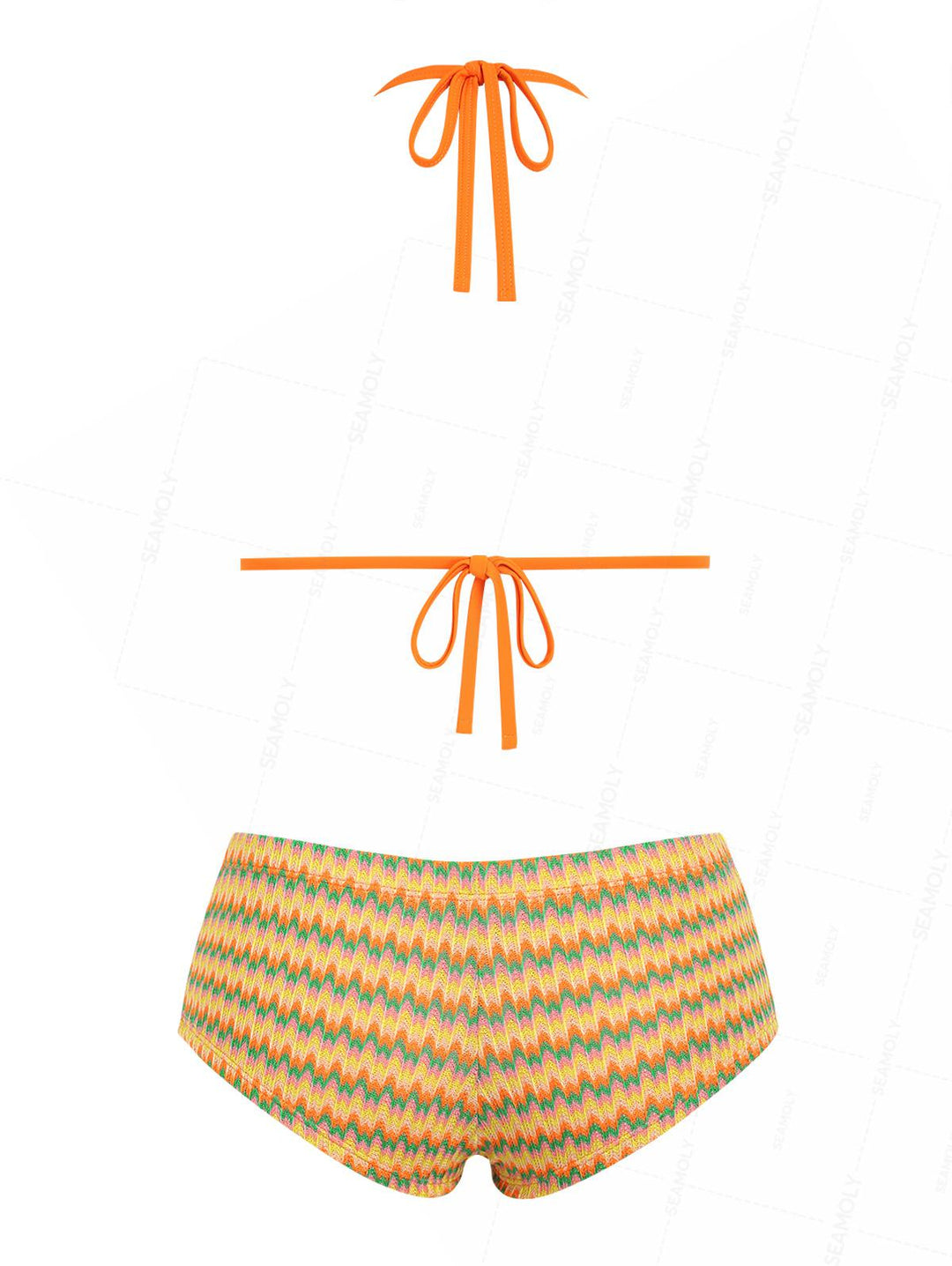 Seamolly Chevron Contrast Binding Cheeky Boyshorts Bikini Set