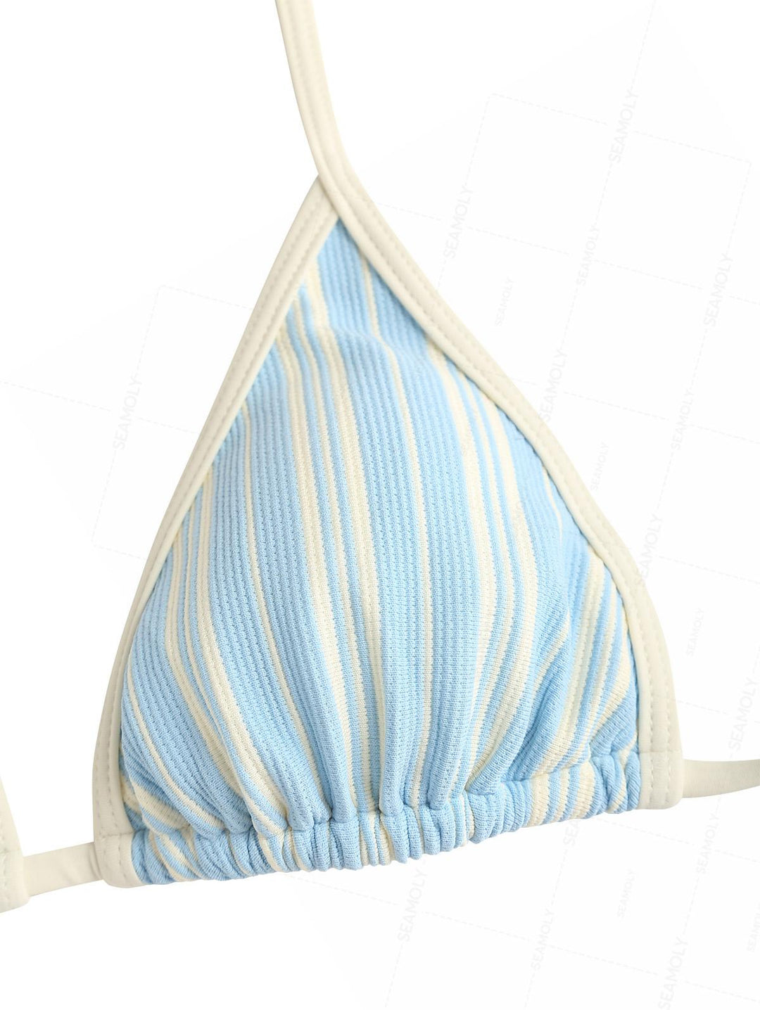 Seamolly Striped Contrast Binding Cutout Tied Cheeky Boyshorts Bikini Set
