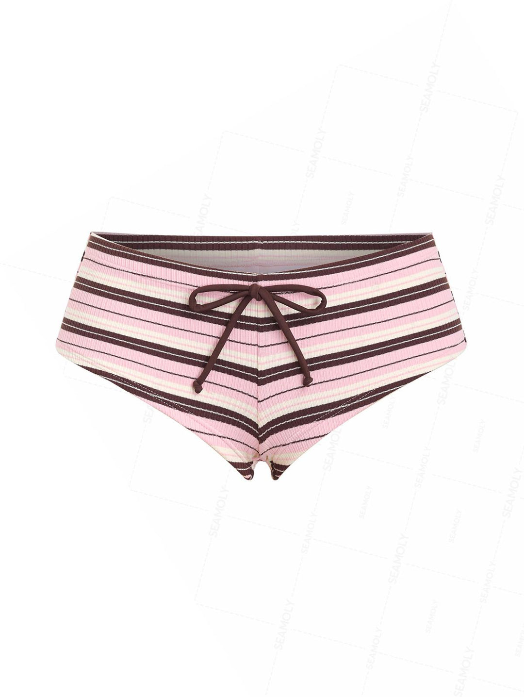 Seamolly Striped Bowknot Bikini Bottom Cheeky Swim Boyshorts