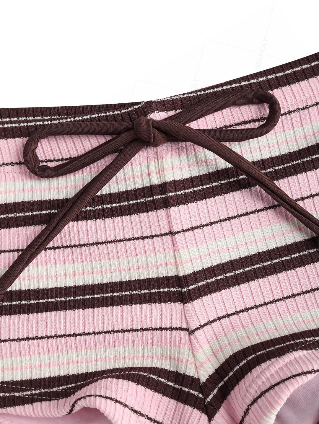 Seamolly Striped Bowknot Bikini Bottom Cheeky Swim Boyshorts