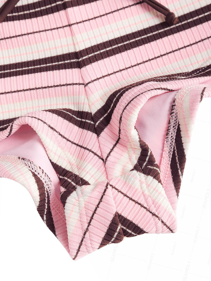 Seamolly Striped Bowknot Bikini Bottom Cheeky Swim Boyshorts