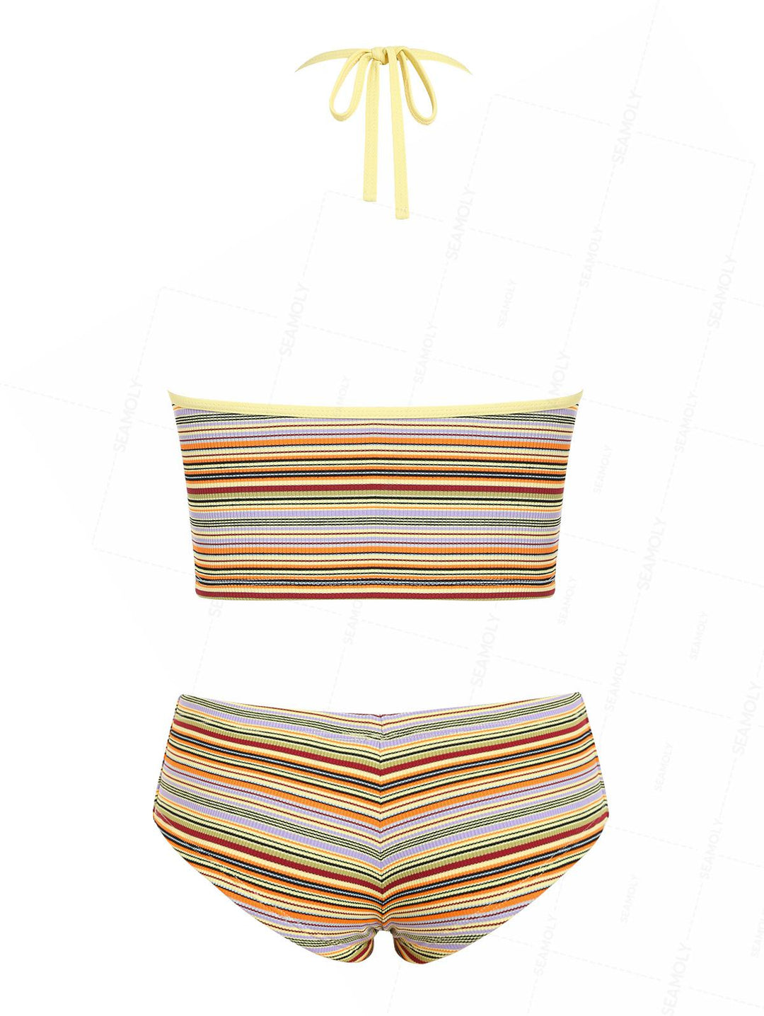 Seamolly Contrast Piping Striped Cheeky Boyshorts Tankini Set