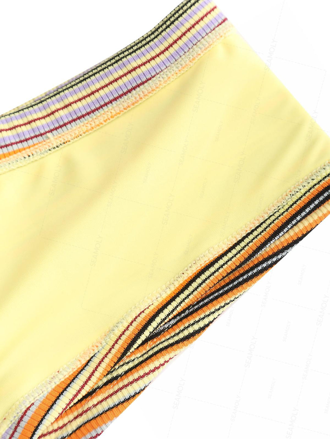 Seamolly Contrast Piping Striped Cheeky Boyshorts Tankini Set