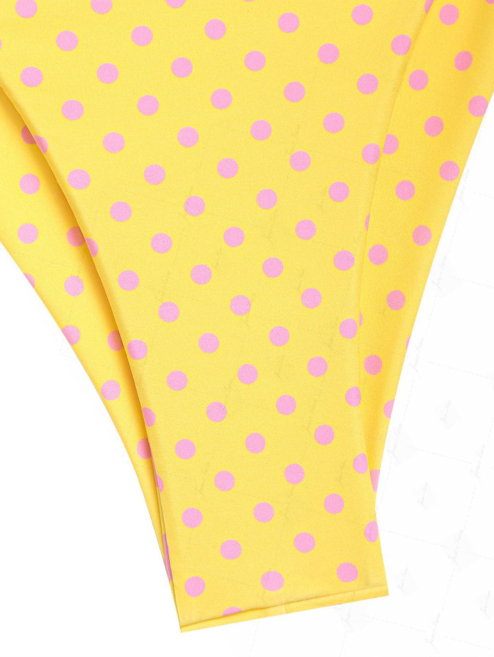 Yellow Striped Polka Dot Triangle Top & Cheeky Brazilian Bottom Reversible Bikini Set