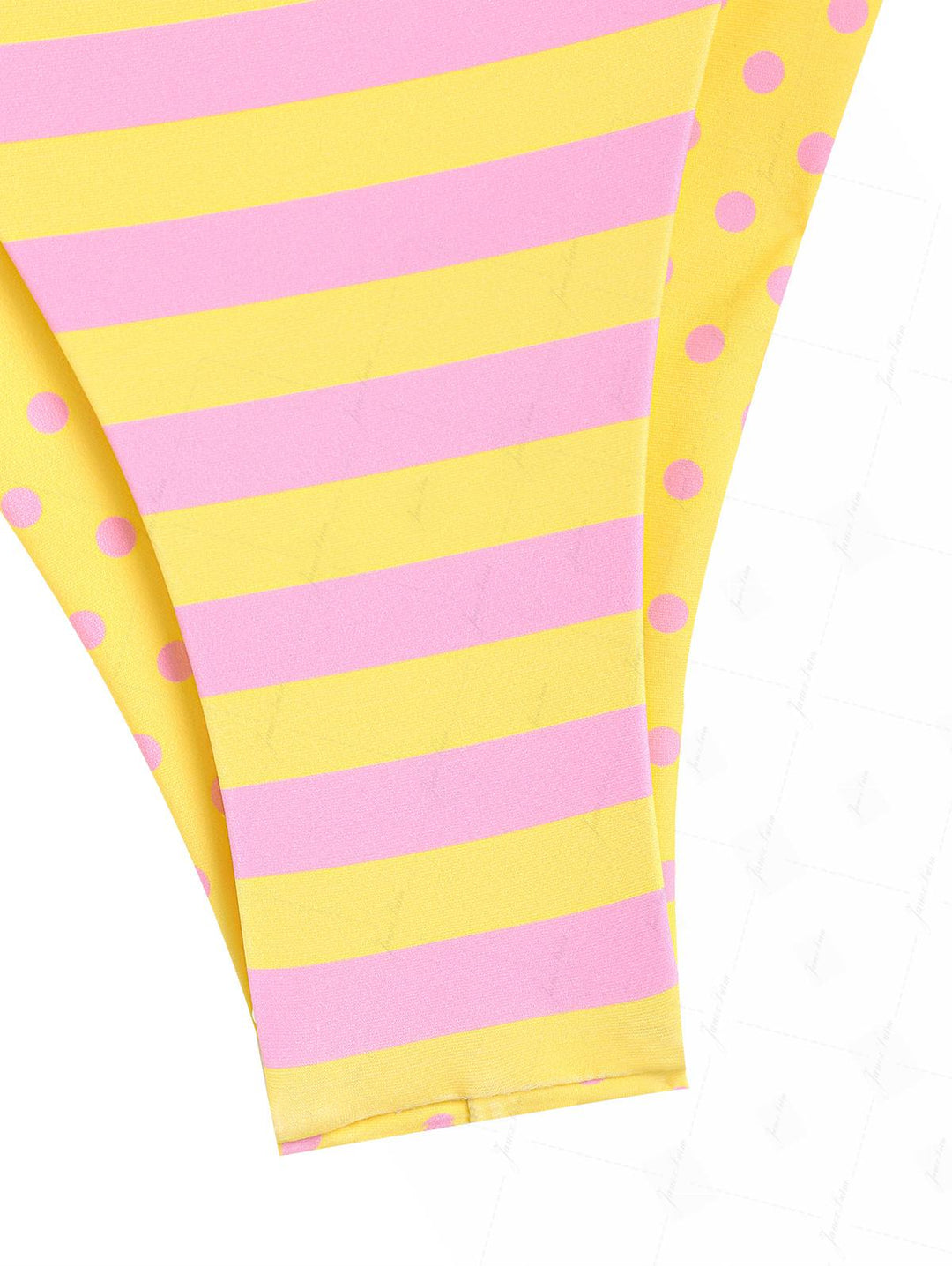 Yellow Striped Polka Dot Triangle Top & Cheeky Brazilian Bottom Reversible Bikini Set