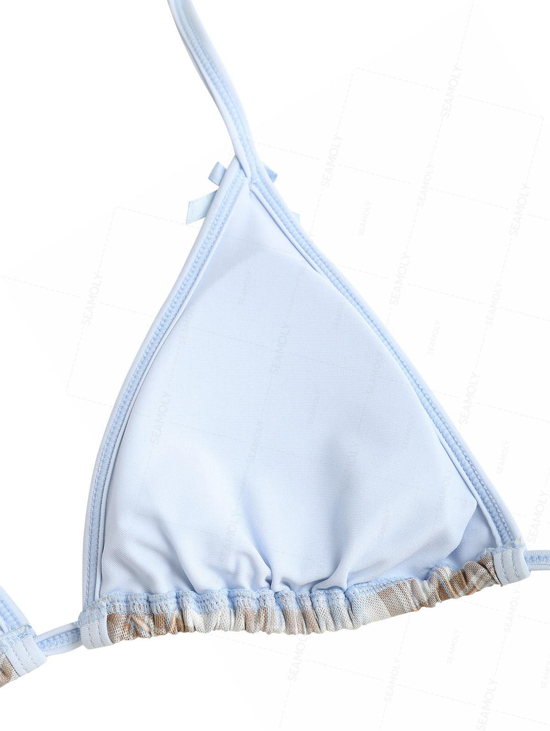 Seamolly Contrast Binding Plaid Bowknot Triangle String Bikini Set