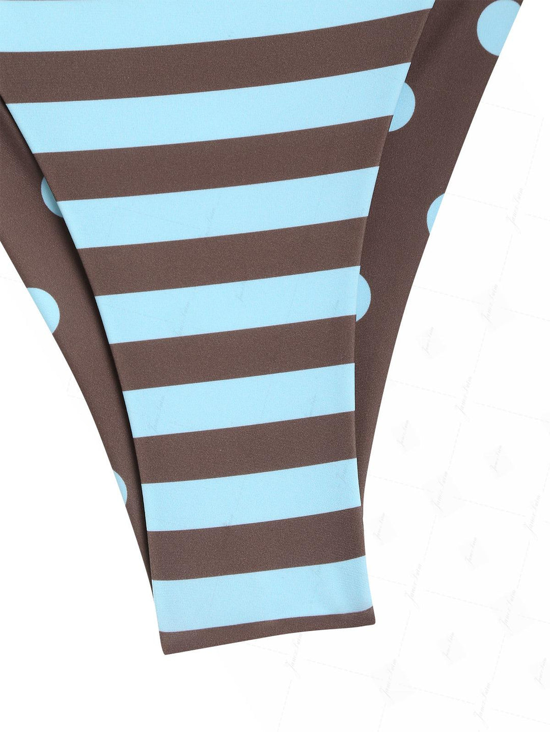 Coffee Striped Polka Dot Triangle Top & Cheeky Brazilian Bottom Reversible Bikini Set