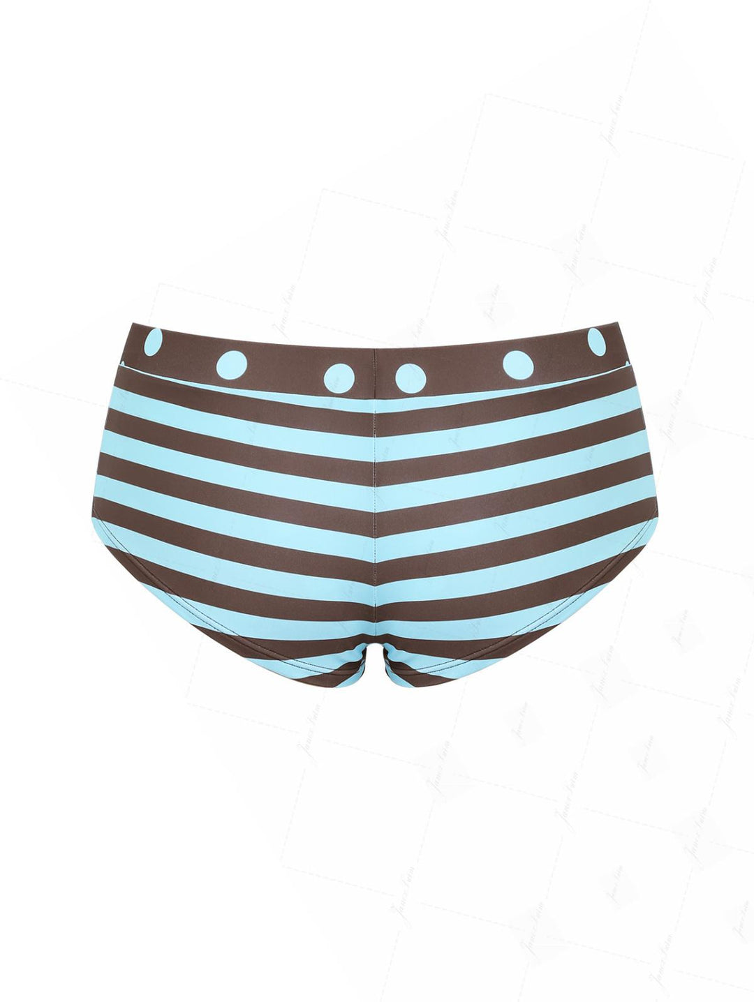 Coffee Striped Polka Dot Print Bikini Bottom Cheeky Swim Boyshorts