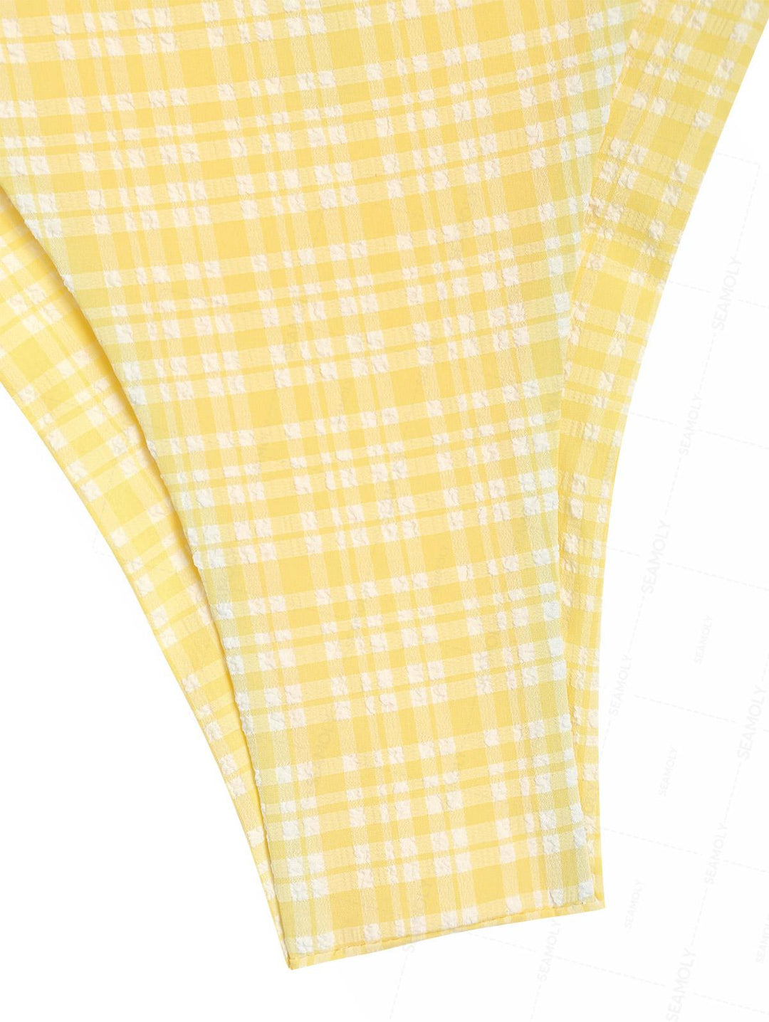 Seamolly Plaid Textured Halter Tank Top & Cheeky Brazilian Bottom Tankini Set