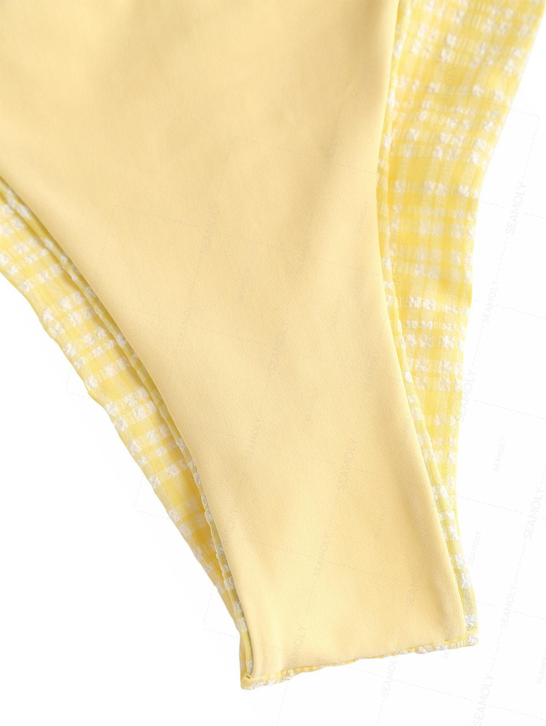 Seamolly Plaid Textured Halter Tank Top & Cheeky Brazilian Bottom Tankini Set