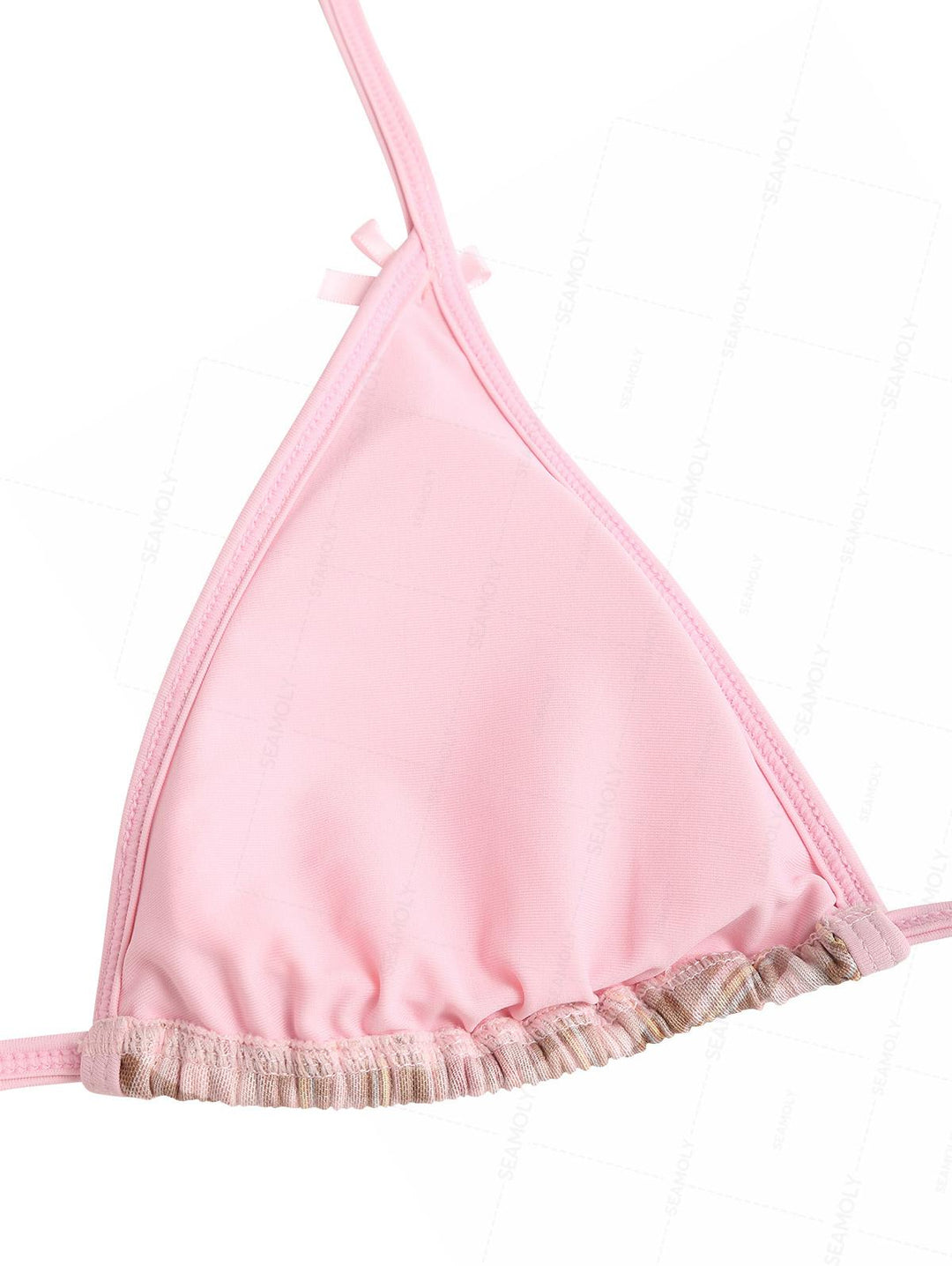 Seamolly Contrast Binding Plaid Bowknot Triangle String Bikini Set