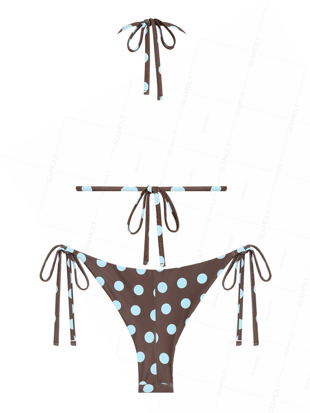 Seamolly Polka Dot Ruched Triangle Top & Cheeky Brazilian Bottom Bikini Set