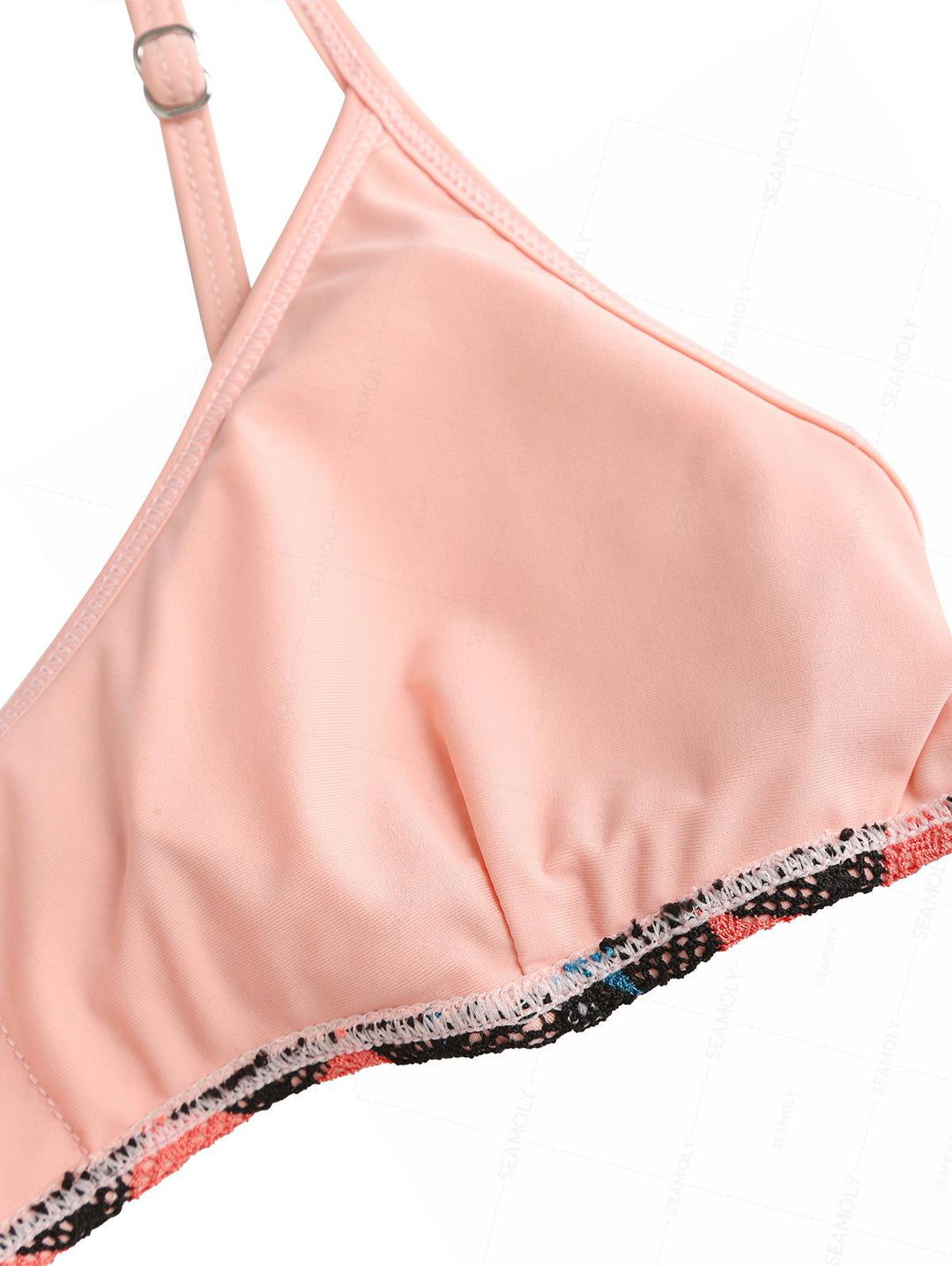 Seamolly Geometric Open-knit Textured Bralette Cheeky Boyshorts Bikini Set
