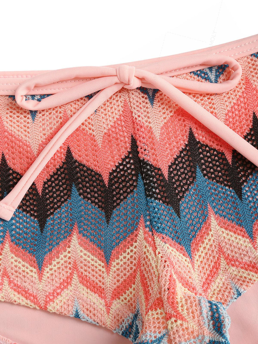 Seamolly Geometric Open-knit Textured Bralette Cheeky Boyshorts Bikini Set